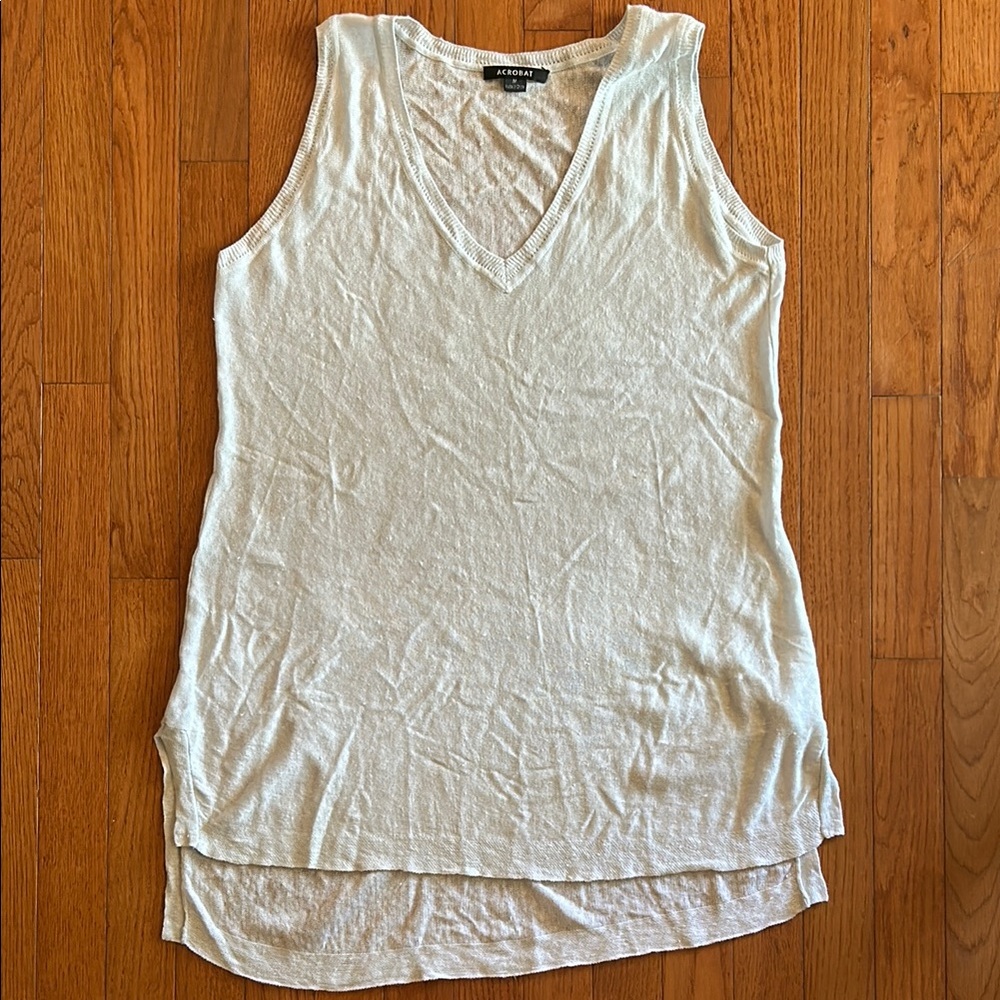 Acrobat linen pale blue Sleeveless tunic sweater Sz M